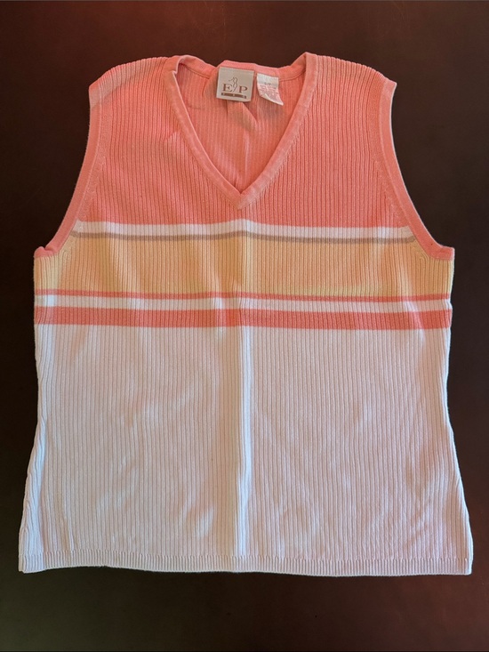 EP Pro Tops - EP Pro Coral Pink Ribbed V-Neck Sleeveless Top